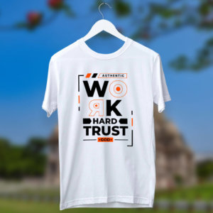 Work Hard quotes printed white t shirt for men