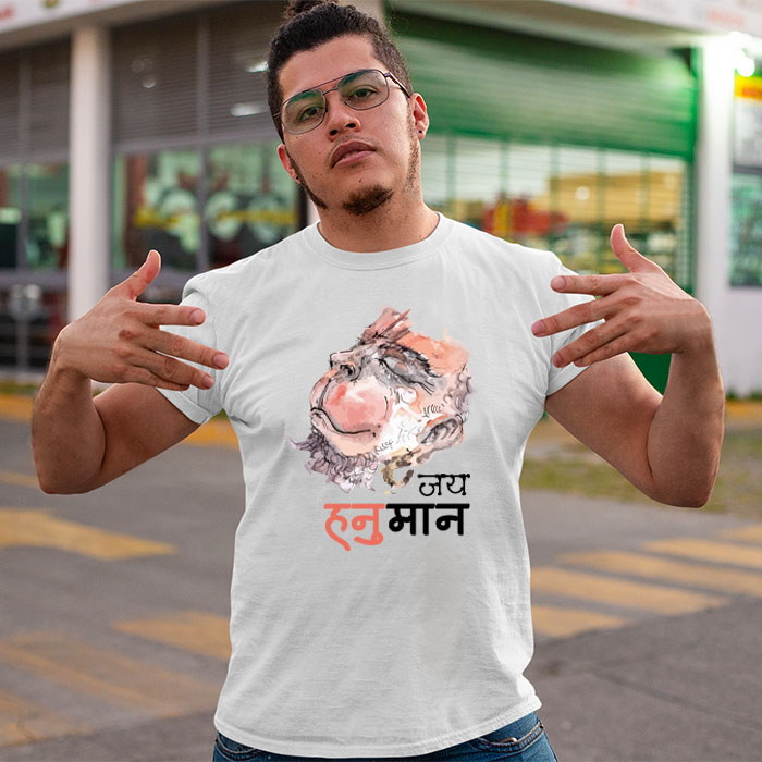 Best hanuman sketch printed t-shirt for men