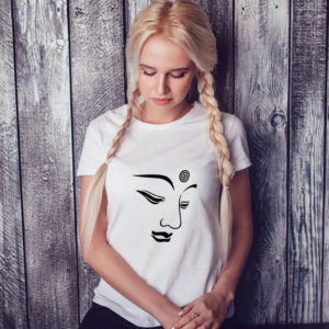 Buddha Face Line art Printed T Shirt For Women