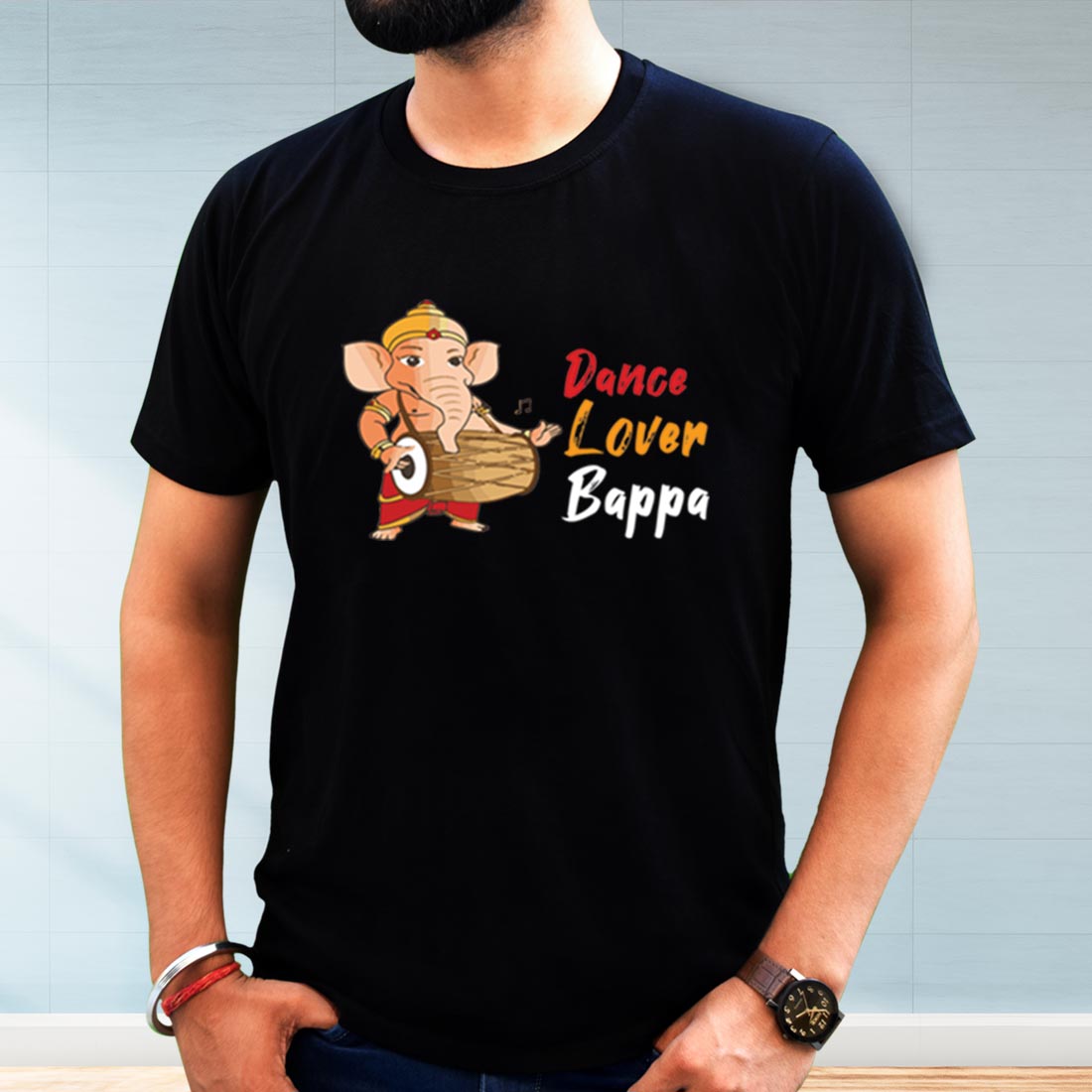 Dance Lover Bapa Printed Black T-Shirt for Men