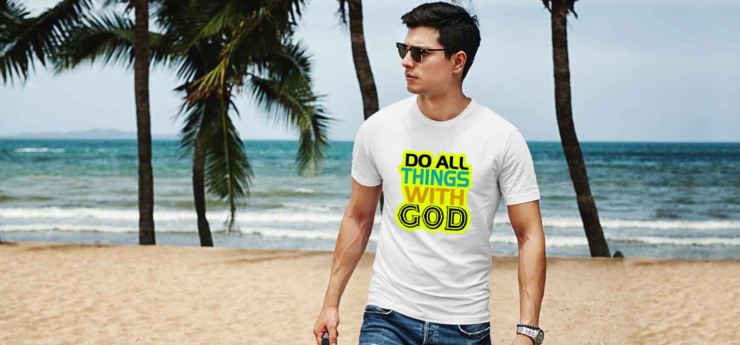Do all things with god printed mens t shirt