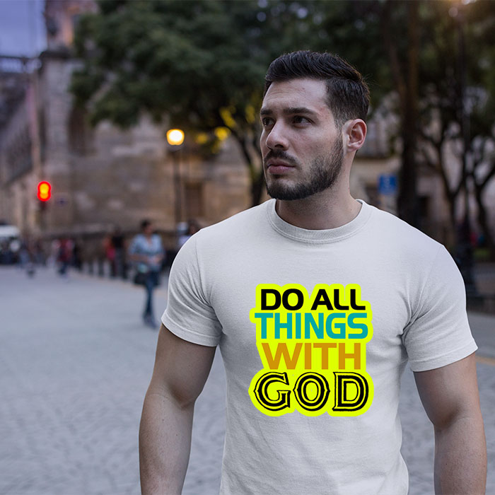 Do all things with god printed online t shirt design