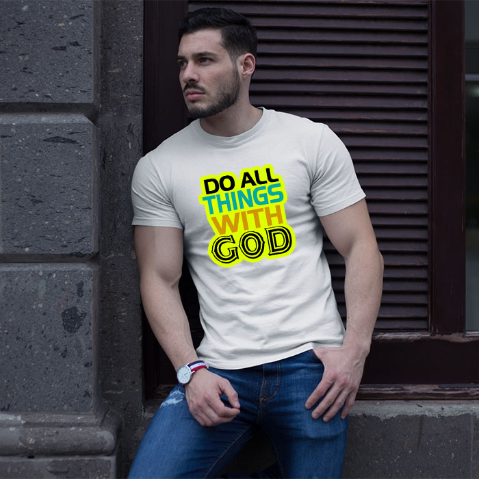 Do all things with god printed t shirt print design