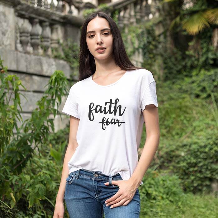 Faith Fancy Text Graphic Printed Women's Round Neck T-Shirt