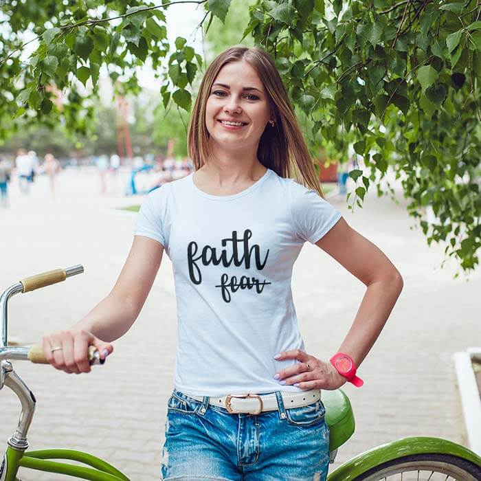 Faith Fancy Text Graphic Printed t shirt for women