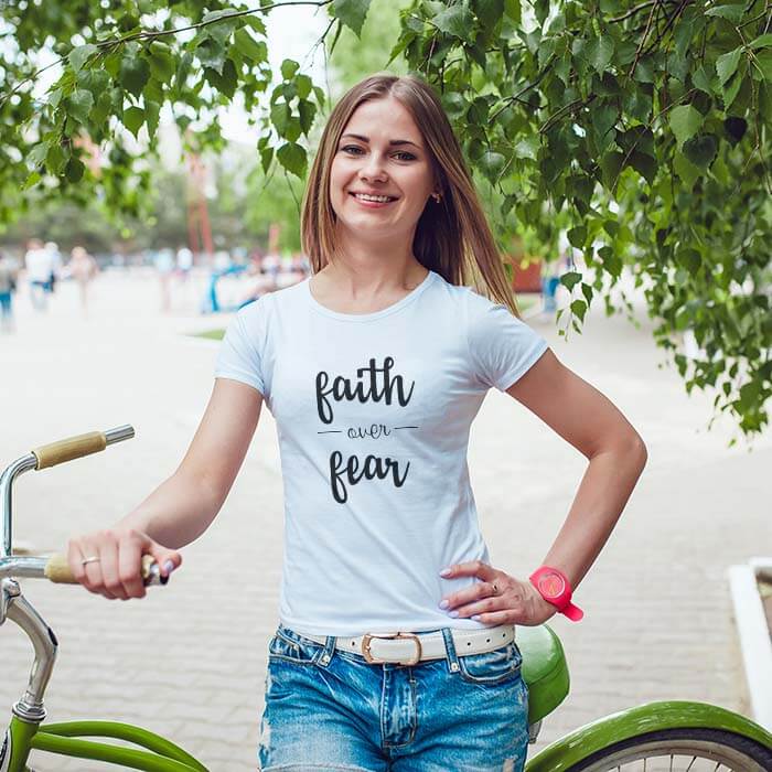 Faith Over Fear Printed t shirt for women