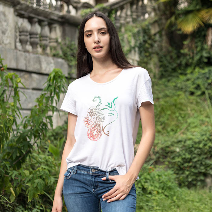 Floral Ganesha Printed T-Shirt Women