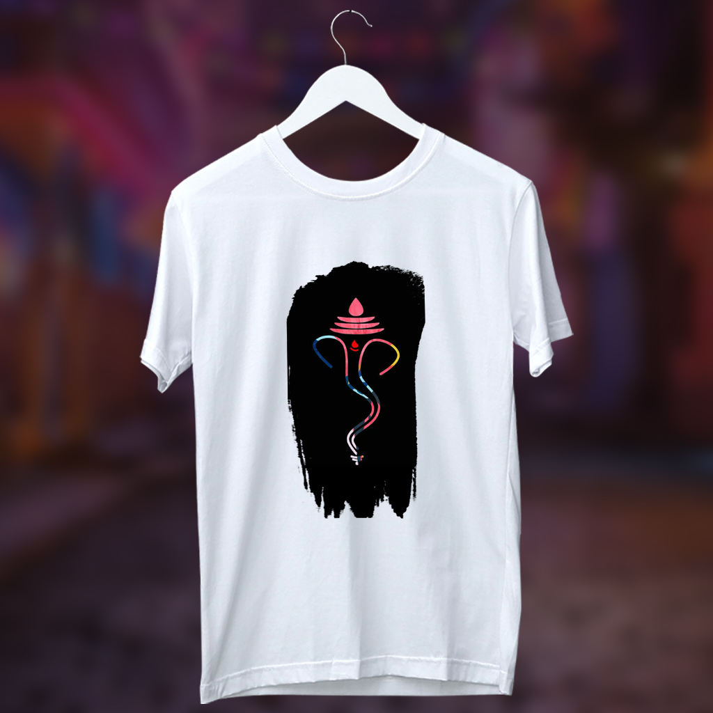 Ganpati black background sketch printed online t shirt design