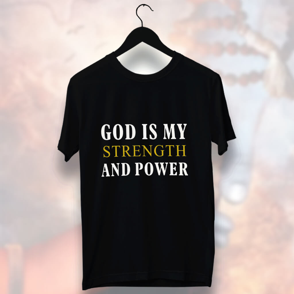 God Best Quotes Printed Black Round Neck T Shirt