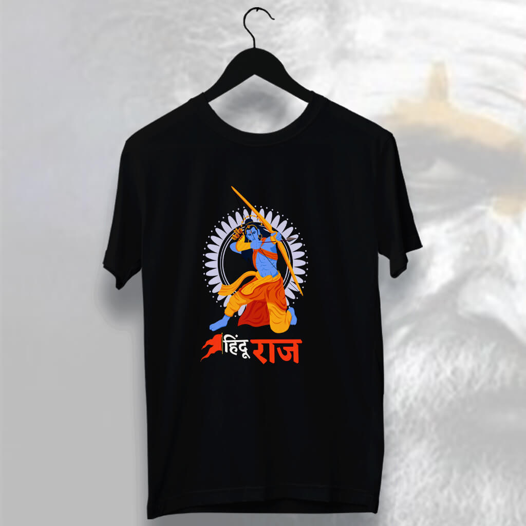 Hindu Raj Printed Black Round Neck T Shirt