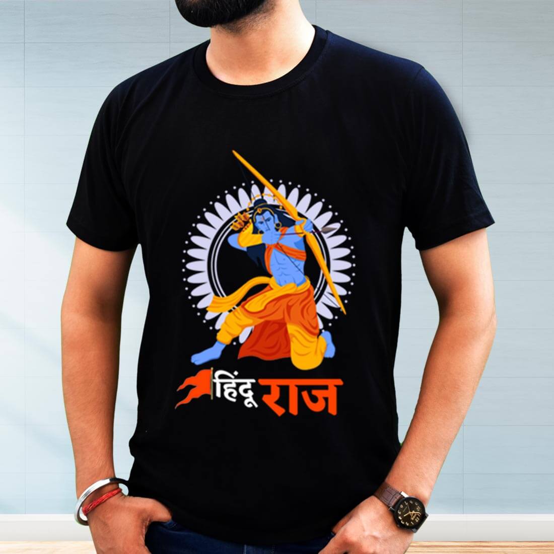 Hindu Raj Printed Black T-Shirt for Men