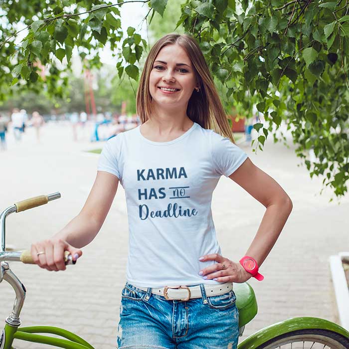 Infinity Karma white t shirt women