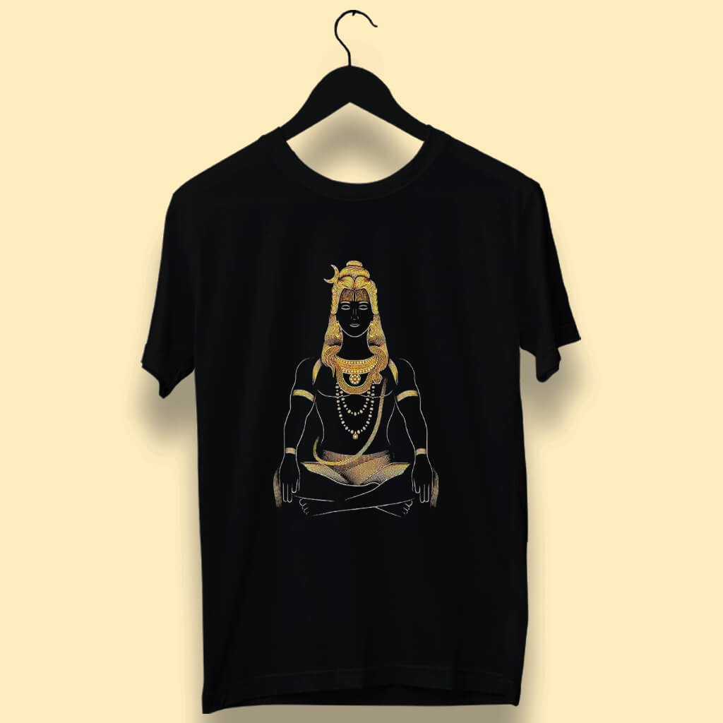 Lord Shiva Best Design Printed Plain Black T Shirt