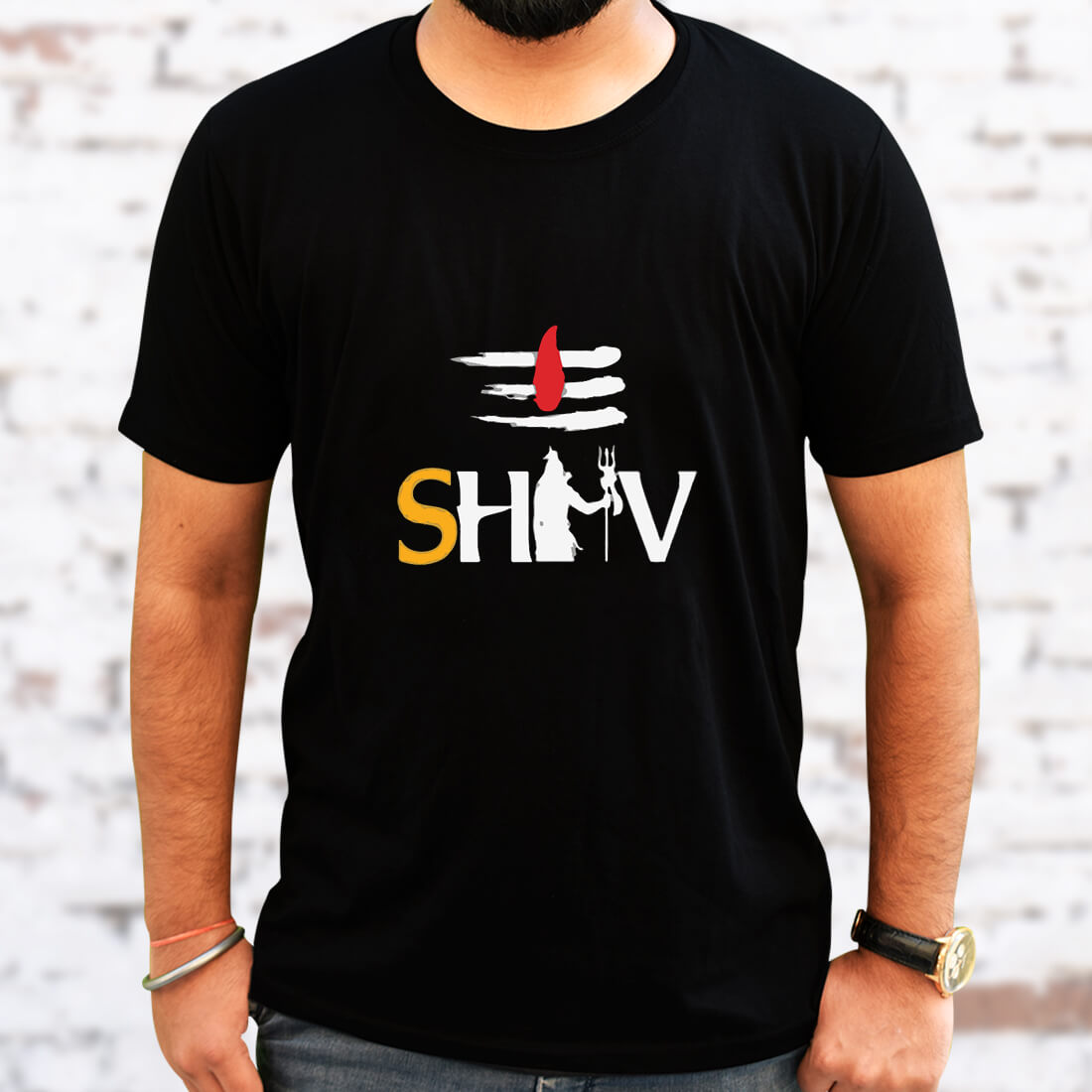 Lord Shiva Tilak Printed Black T-Shirt