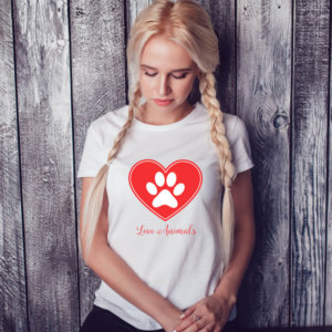 Love Animal Graphic Print White T Shirt Women