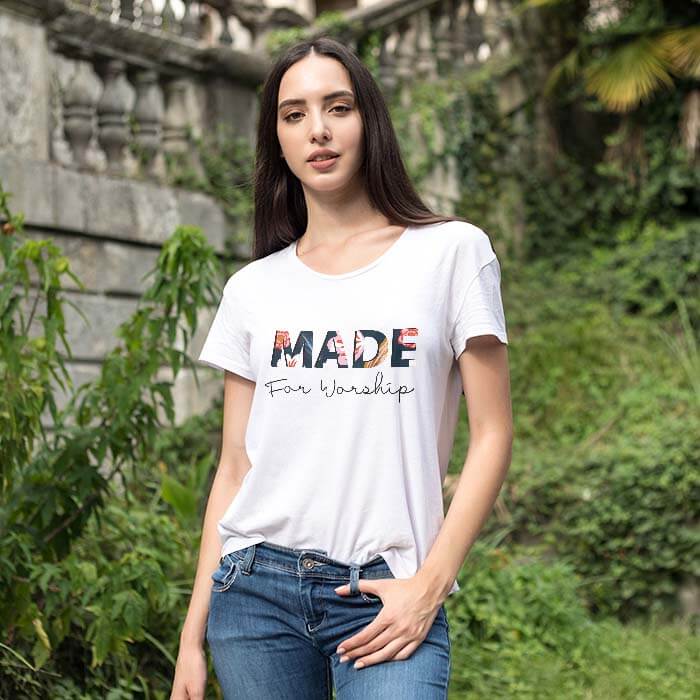 Made For Worship Printed Women_s Round Neck T-Shirt