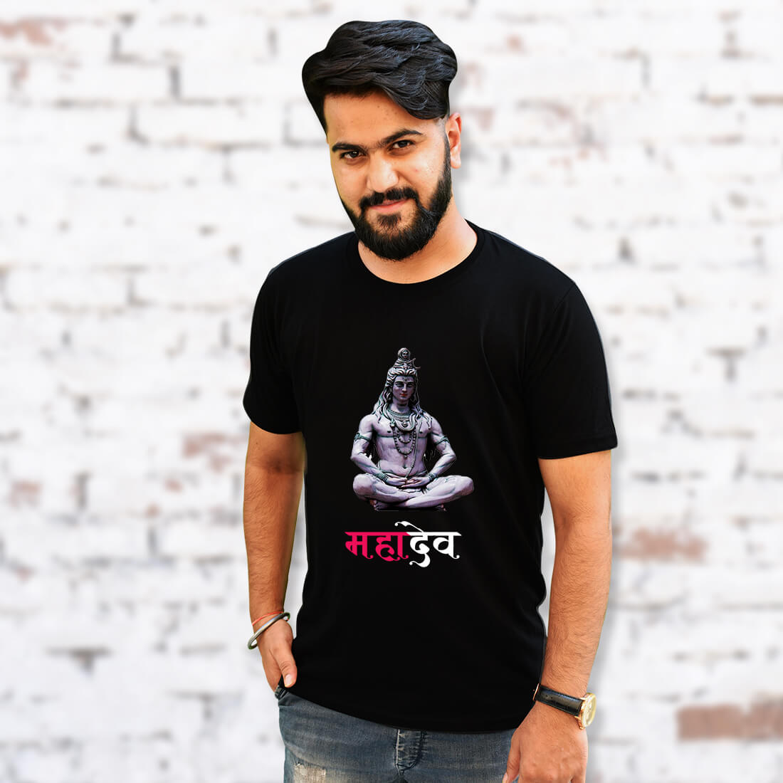 Mahadev Best Images Printed Black T Shirt For Men