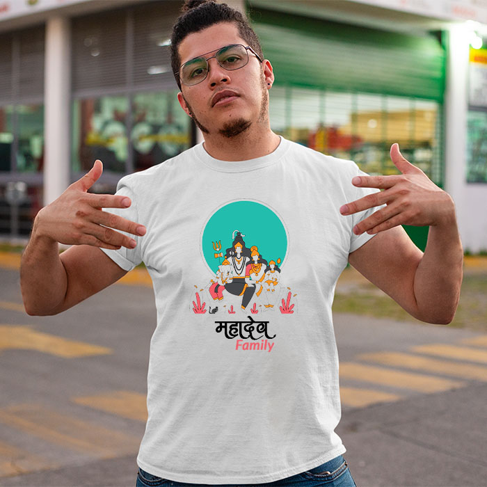 Mahadev with parvati printed online t shirt