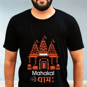 Mahakal Dham Printed Black T Shirt Men