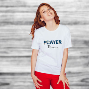 Prayer Time Graphic Women Round Neck White T-Shirt