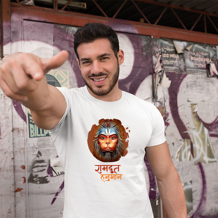 Ram Doot Hanuman printed half t shirt