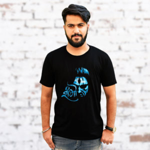 Shiv Shambho Design Printed Black T Shirt For Men