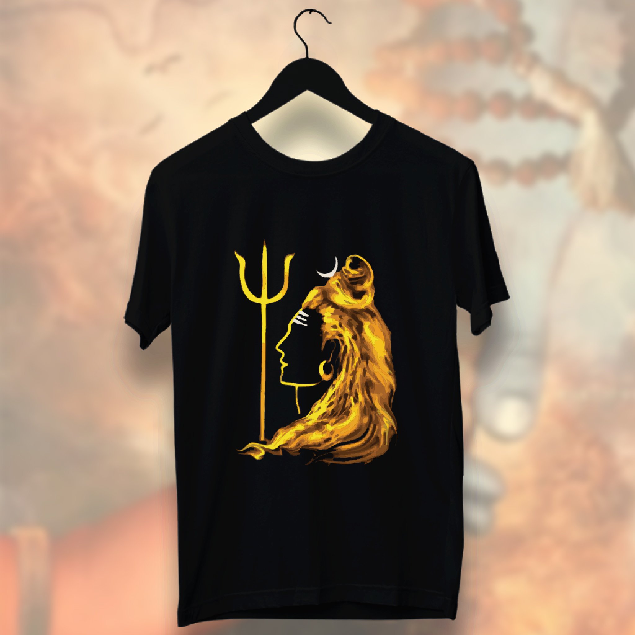 Shiva Printed Black T Shirt For Men - Prabhubhakti