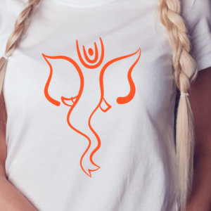 Designer Orange Ganesha Printed T Shirt For Women Online