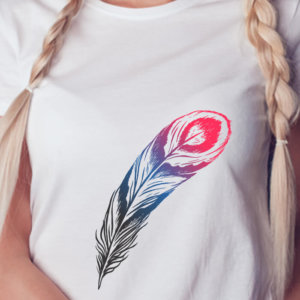 Colorful Peacock Feather Print Stylish T Shirt For Women