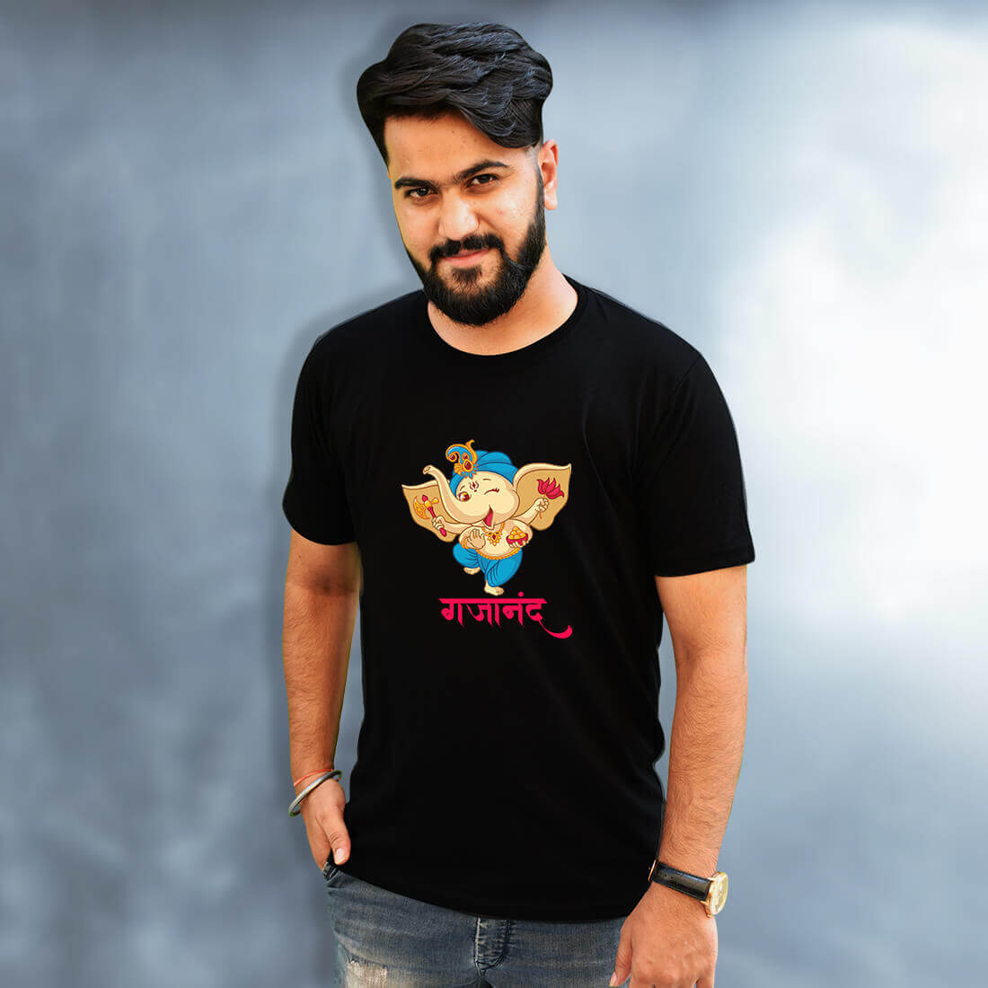 Best Ganesha Design Black Stylish Men T-Shirt