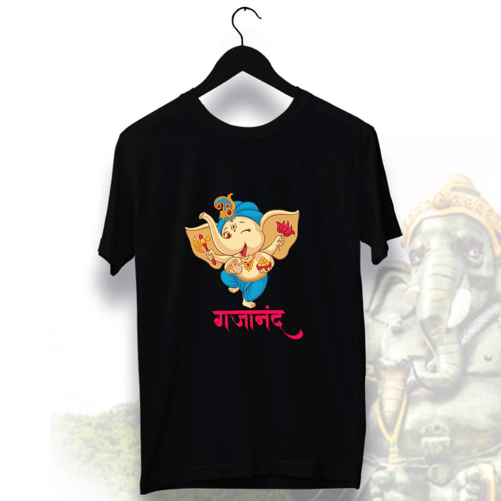 Best Ganesha Print Men Black T-Shirt