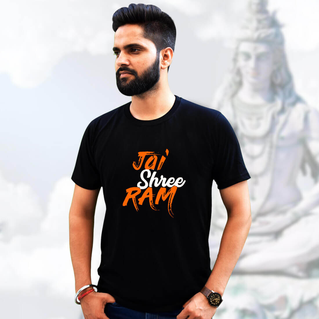 Best God Ram Round shape Neck T-Shirt Black (2)