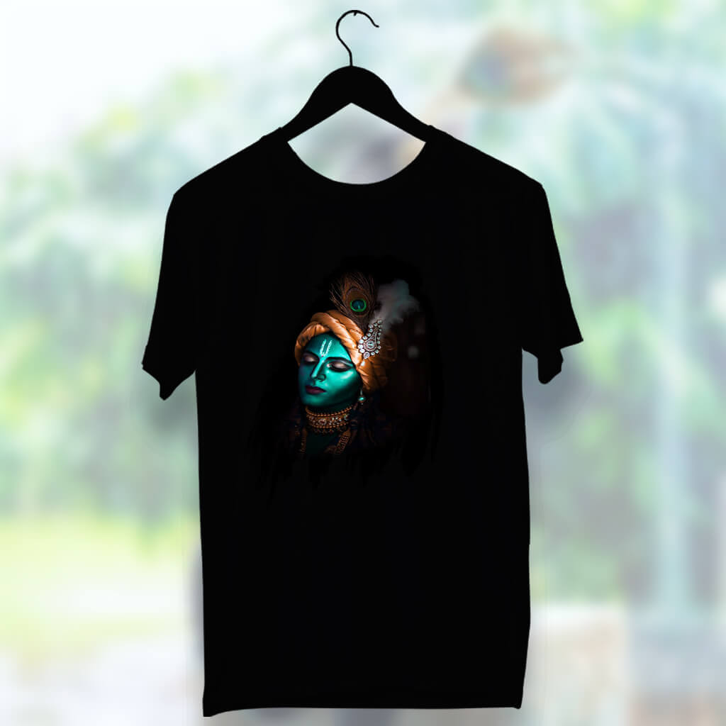 Best Lord Krishna simple and Different For Men Black T-Shirt