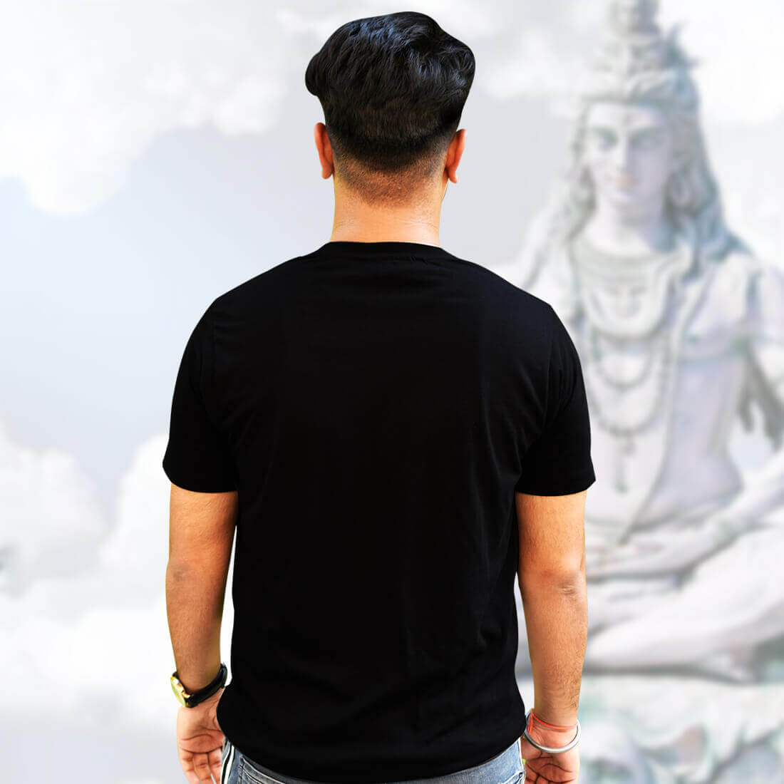 Best Shiva Quote Plain Black T-Shirt Back