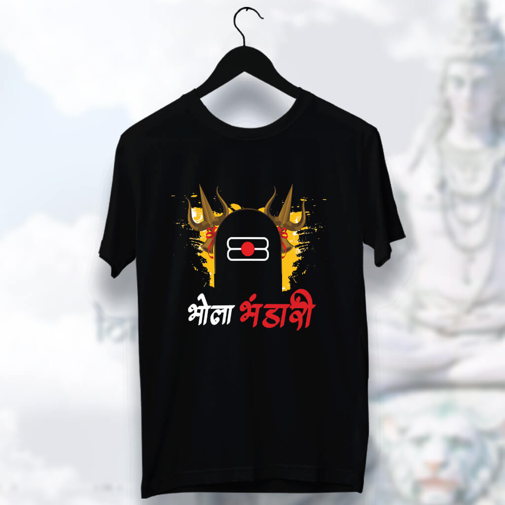 Bhola Bhandhari Printed Black T Shirt Round Neck