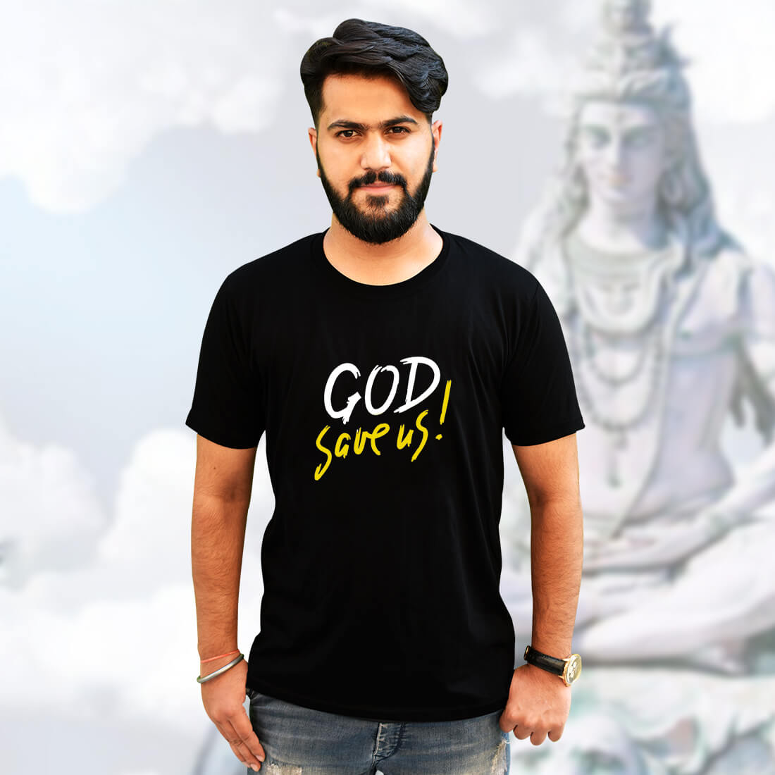 God Save Us Black T-Shirt Front And Back