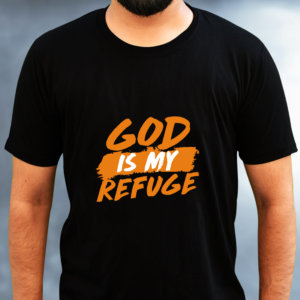God is My Refuge Printed Plain Black T Shirt Online