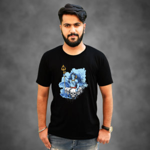Mahadev Best Design Printed Plain Black T Shirt Mens