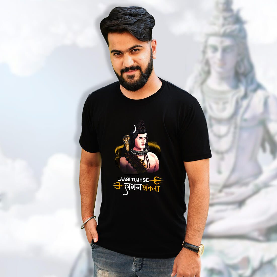 Shankara Printed Plain Black T Shirt Online