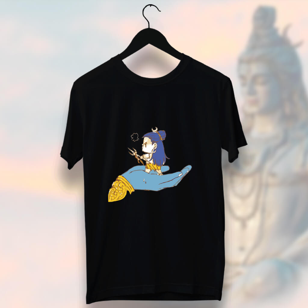 Shiva Painting Printed Plain Black T Shirt Online