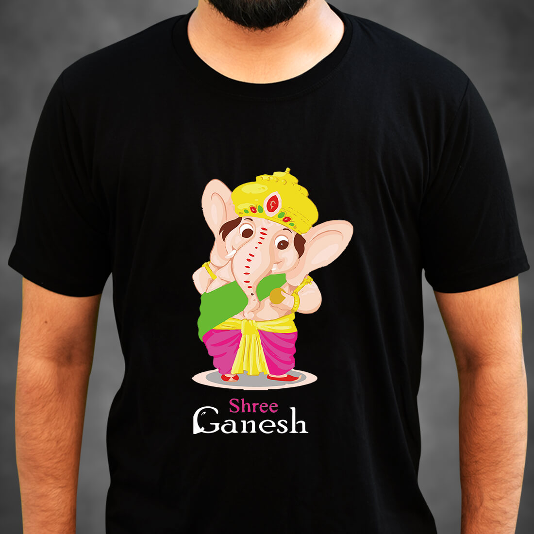 Shree Ganesh Printed Black Colour T-Shirt