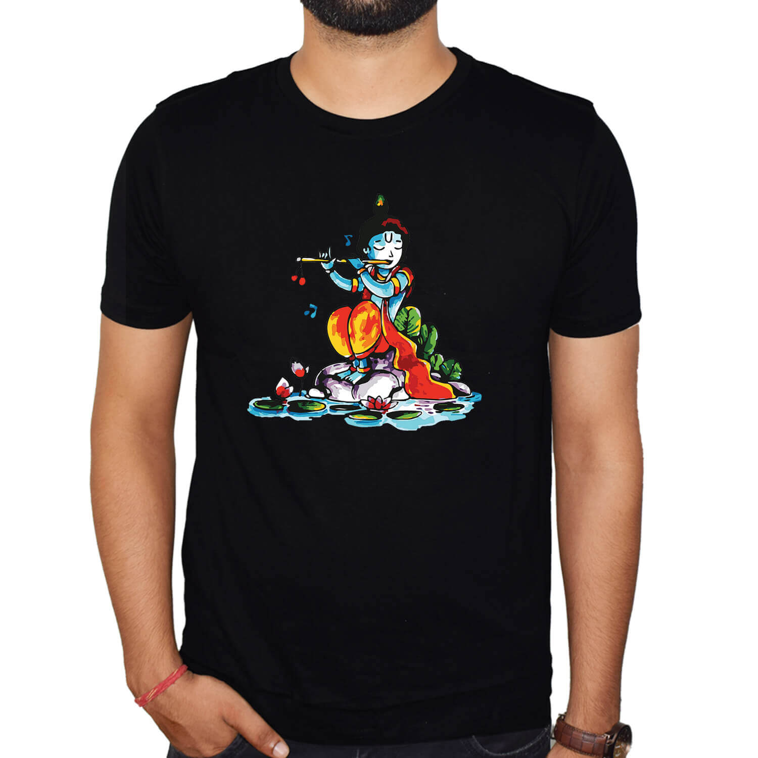 Gopal Krishna Printed black T-Shirt Combo