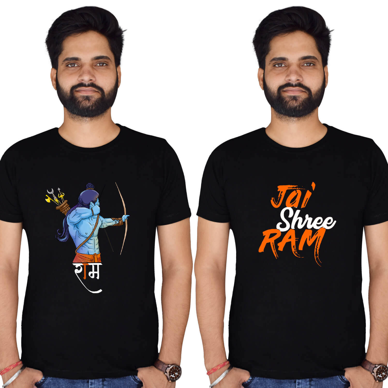 Jai Shree Ram Hindu Printed T Shirt Combo