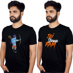 Jai Shree Ram Hindu Printed T-Shirt Combo