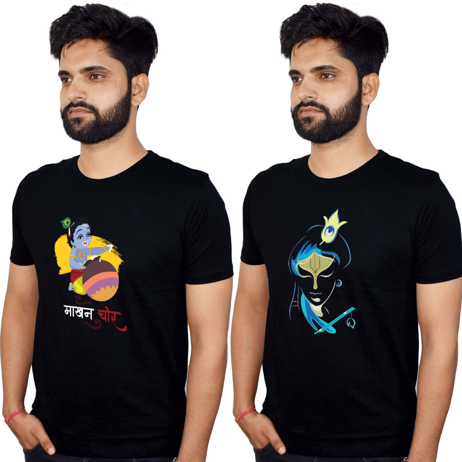 Makhan Chor Krishna Printed T-Shirt Combo