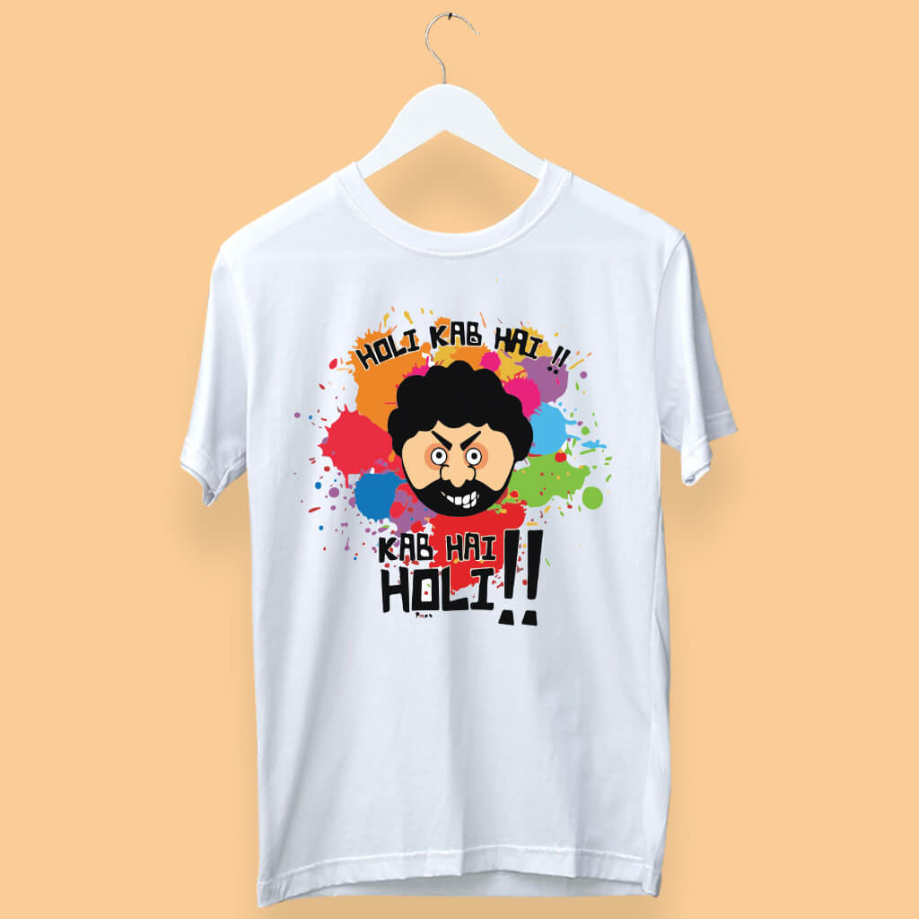Holi Special “Kab Hai Holi” With Gabbar Cartoon Printed T-Shirt – Buy  Spiritual Products