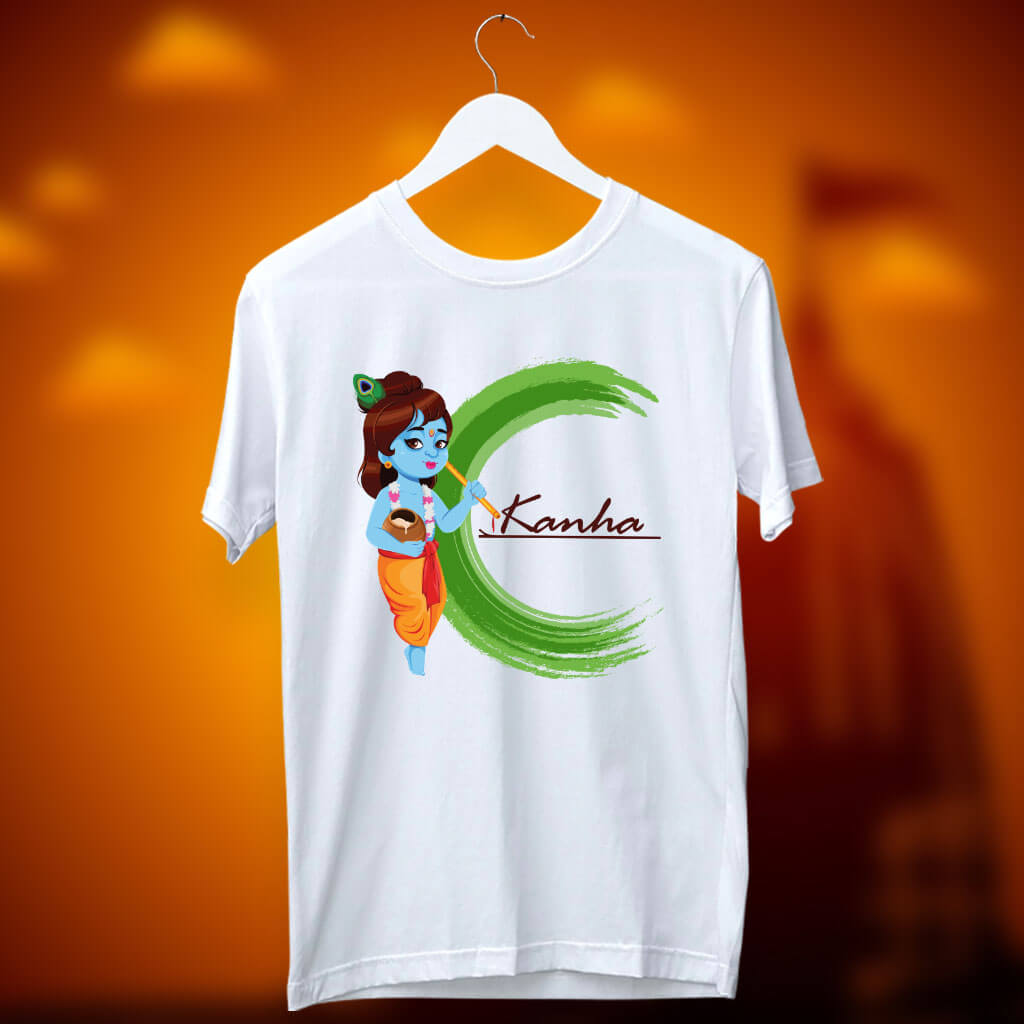 Kanha Best Cartoon Style Design White T Shirt – Buy Spiritual Products