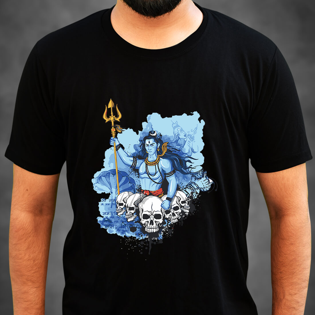 Mahadev Best Design Printed Plain Black T Shirt Online